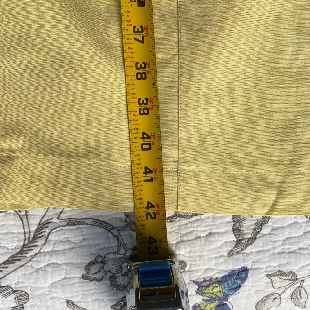 Yellow V-Neck Sheath Criss Cross Back Midi Dress for Cocktail Linen Blend - Picture 7 of 8